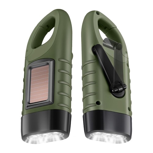 Portable Hand Crank Dynamo Rechargeable Led Flashlight Torch Light Lights Solar - Picture 10 of 12