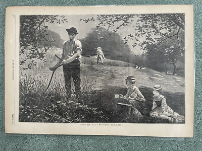 Original Wood Engraving after drawing by Winslow Homer HAYMAKING 1872
