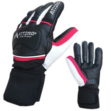 ATTONO Damen Herren Skihandschuhe Leder mit Softshell Ski Snowboard Handschuhe