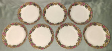 Vtg J. Pouyat Limoges set of 7 fruit bowls, Deco pattern w flowers - Wanamaker