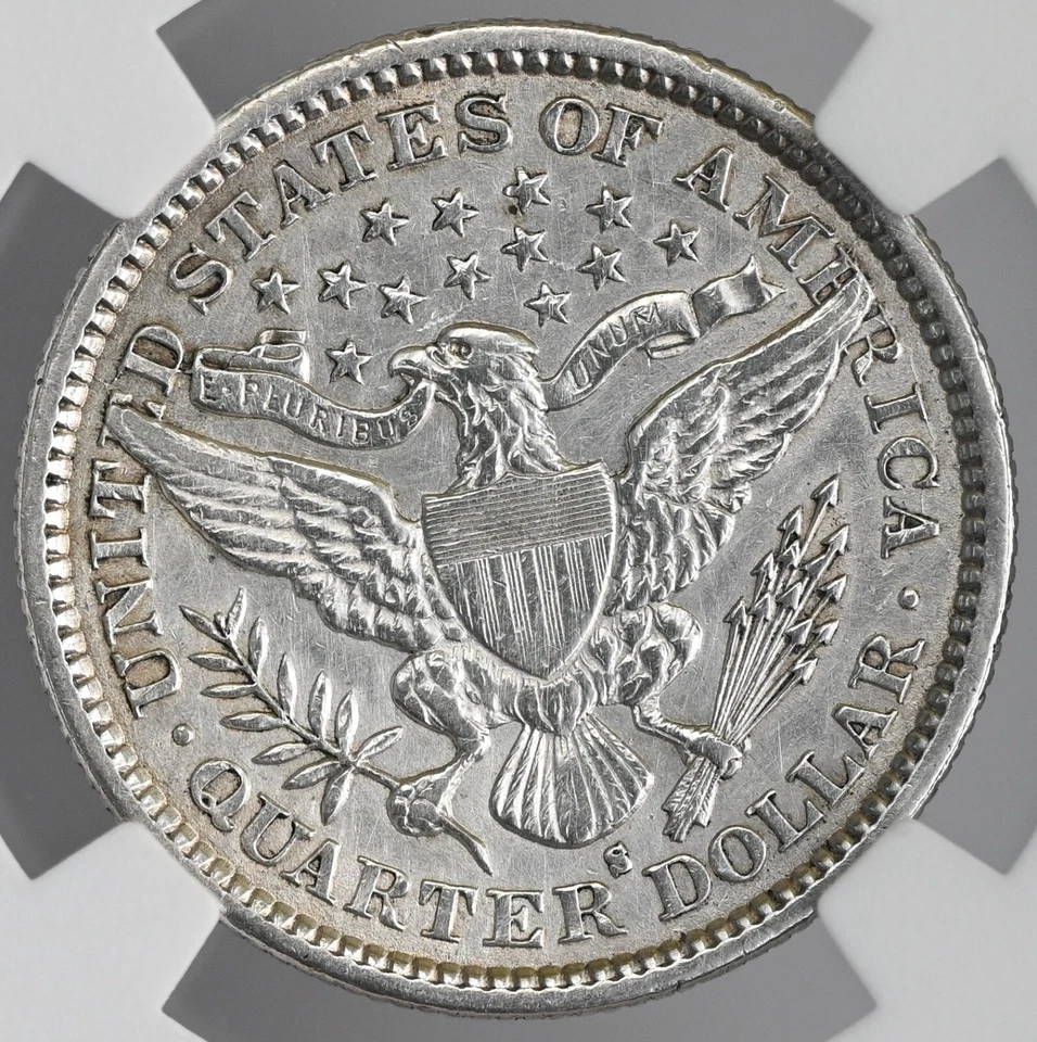 1900-S 25C BARBER SILVER QUARTER NGC AU DETAILS "HARSHLY CLEANED" #6904196-018 - Image 3 of 4