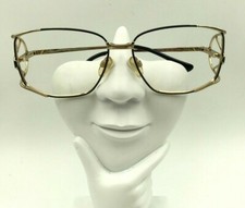 Vintage Oscar De La Renta 30 15 Ambassador Black Gold Metal Oval Sunglasses