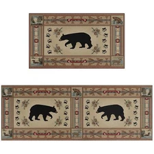 Farmhouse Kitchen Rugs And Mats Set Of 2 Rustic Lodge Bear Kitchen Rugs Non Slip