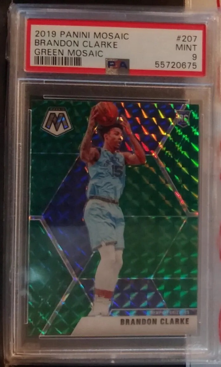 2019 Panini Mosaic Green Prizm Brandon Clarke ROOKIE RC #207 PSA 9