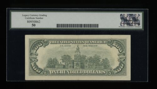 DBR 1990 $100 FRN Boston Fr. 2173-A Legacy AU-50 Serial A41094311A - Picture 2 of 2