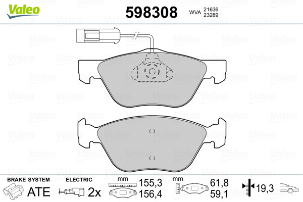 598308 VALEO Brake Pad Set, disc brake for ALFA ROMEO,FIAT,LANCIA