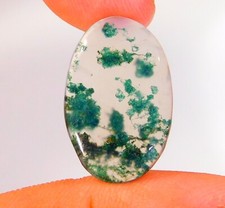 11 Cts Natural Green Moss Agate Oval Cabochon Loose Gemstone 24x15x3 mm CG 0184