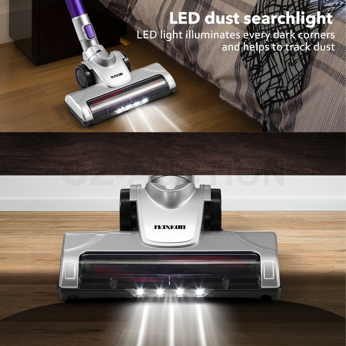 Maxkon Cordless Stick Vacuum Cleaner Led Lights Handheld Cleaner Wall