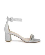 Jewel Badgley Mischka Women's James Block Heel Sandals Silver Glitter 6.5