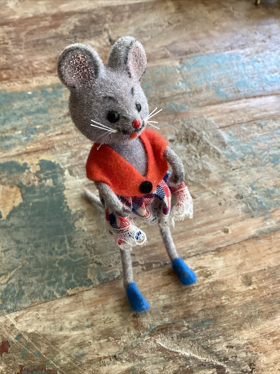 Vintage Flocked Handwork Mini Mouse Putz Mice Wagner