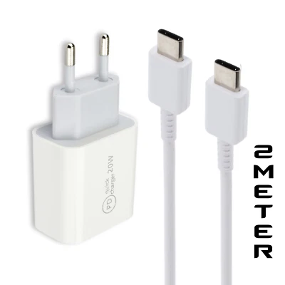 Schnellladeset Ladekabel Ladegerät USB-C Typ C 20Watt 2 Meter weiß für S24 S23 - Bild 1 von 4