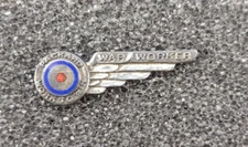WWII Packard Motor Car Co Work to Win War Worker Enamel Screwback Pin