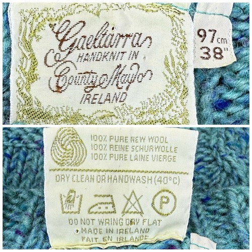 Maglione Vintage Gaeltarra Pescatore Lana Aran M/L Made in Irlanda Raro Pom Pom Maculato - Foto 8 di 8