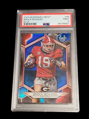 2023 Bowman U Best Football Brock Bowers Blue Refractor #’rd 139/150 PSA 9
