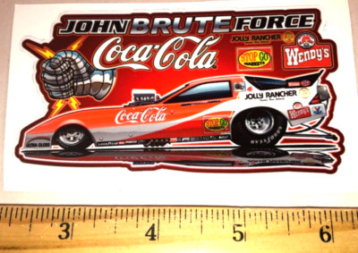 John Force's BRUTE FORCE COCA-COLA V2 Corvette NHRA Racing Die Cut Sticker