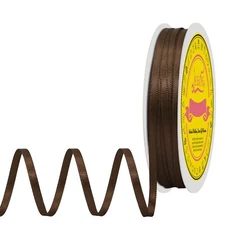 Double Face Brown Satin Thin Ribbon 1/8 inch X 50 Yards Polyester Brown Ribbo...