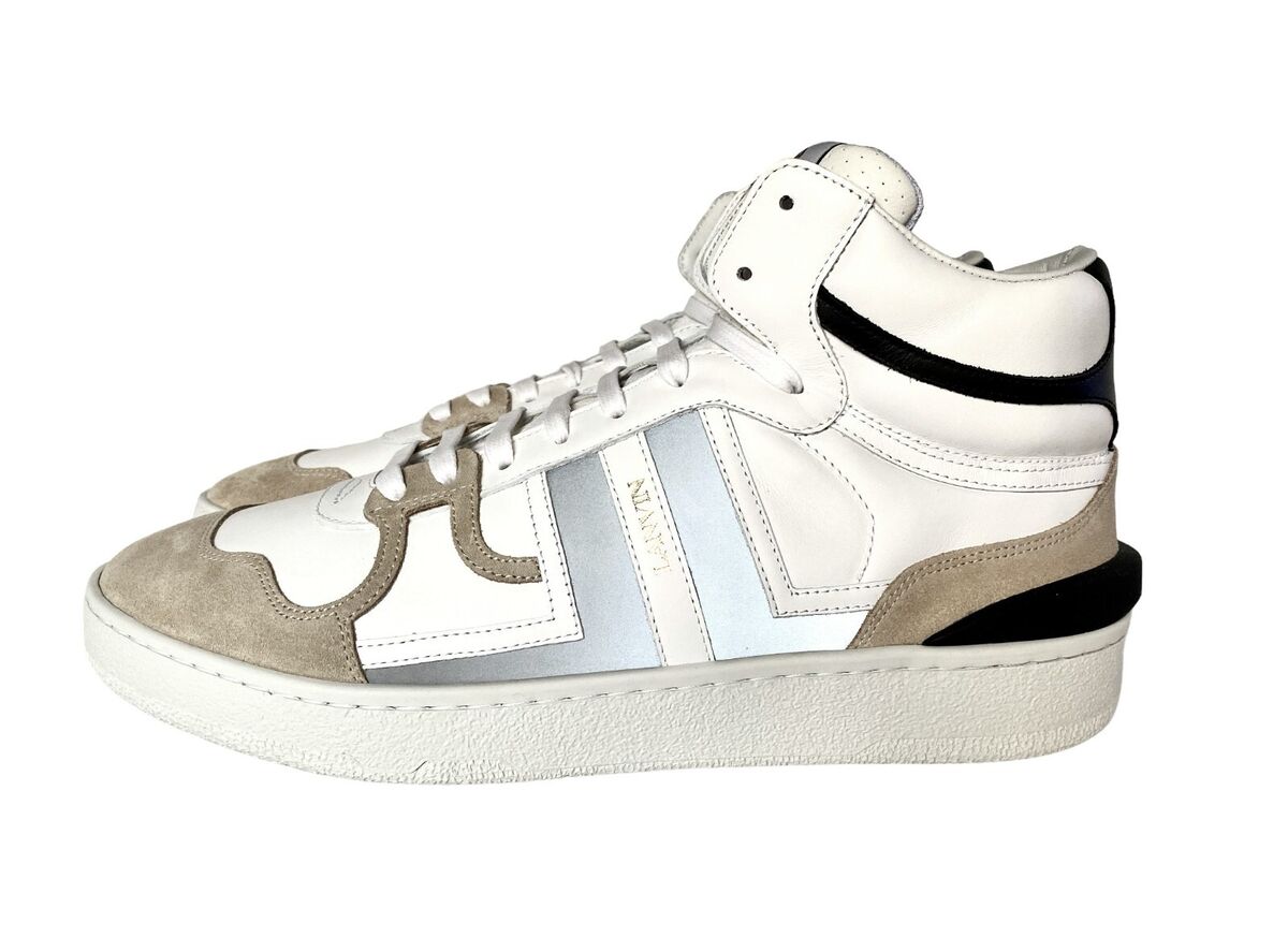 Lanvin Clay High Top Sneakers Leather White/ Silver US Size Lanvin Clay High Top Sneakers Leather White/ Silver US Size