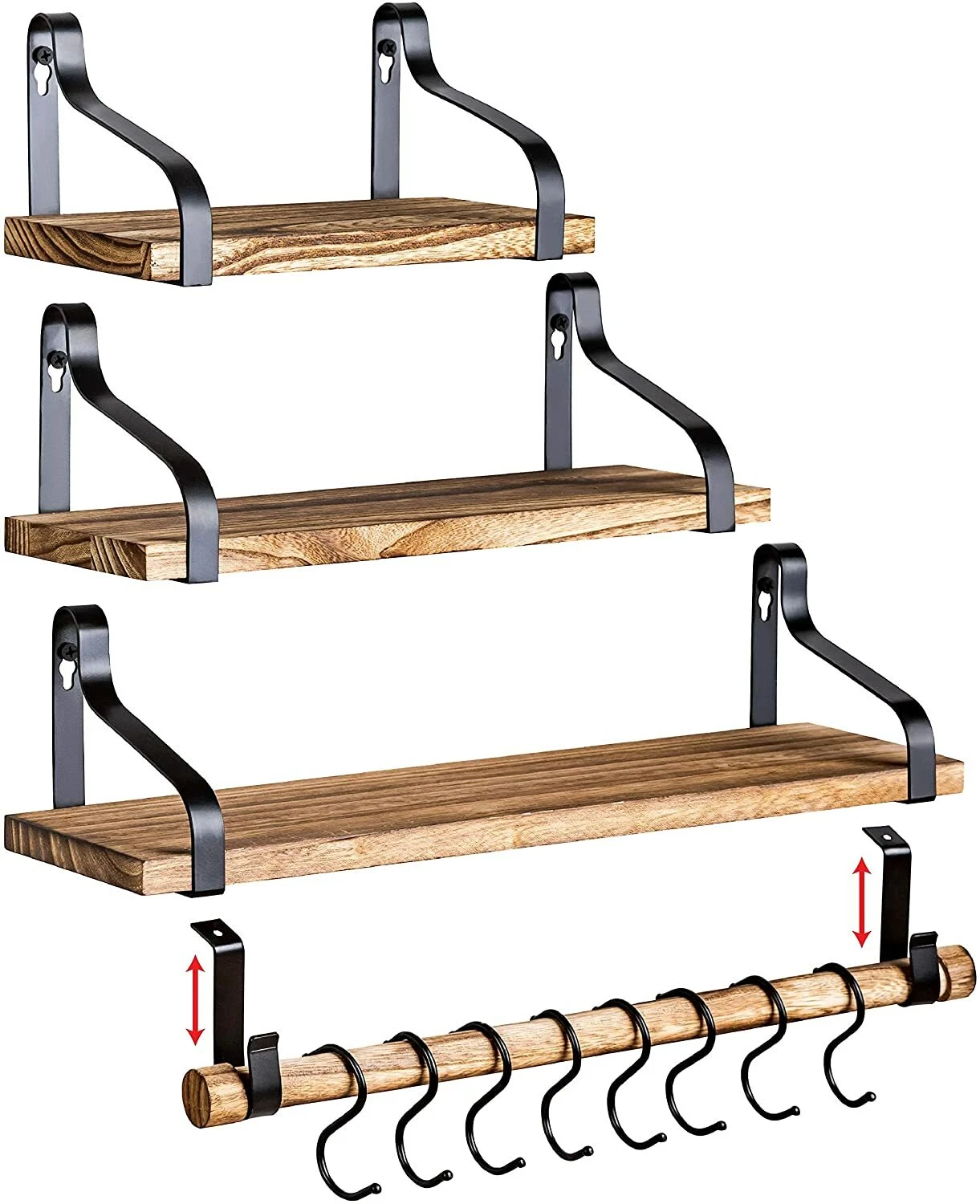 Clarke`s Decor, Floating Shelves Set of 3, Wall Shelves, Hanging Shelves