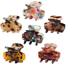 6 PCS Small Hair Claw Clips 1.4 Inch Tortoise Claw black blue, coffee, brown