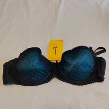 Frederick's of Hollywood Vintage Teal Black Polka Dot Bra 36 C