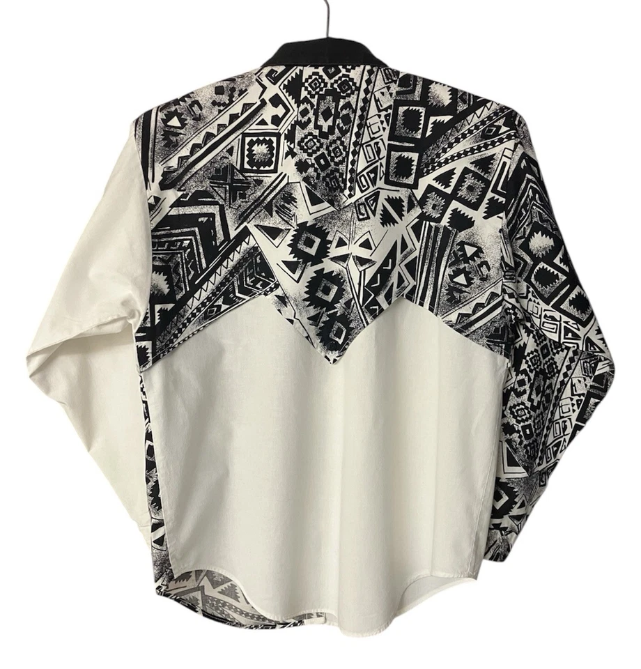Vintage USA Panhandle Slim White Black Aztec Shirt Womens Size S Western Cowgirl - Image 4 of 4