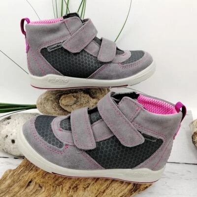 Ricosta PEPINO RORY Gr. 22 M, SympaTEX® Mädchen Sneaker Leder Klett Grau-Rosa