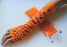 NETZHANDSCHUHE - STULPEN - K&Uuml;RBIS - ORANGE - EINHEITSGR&Ouml;SSE - PARTY -  KARNEVAL