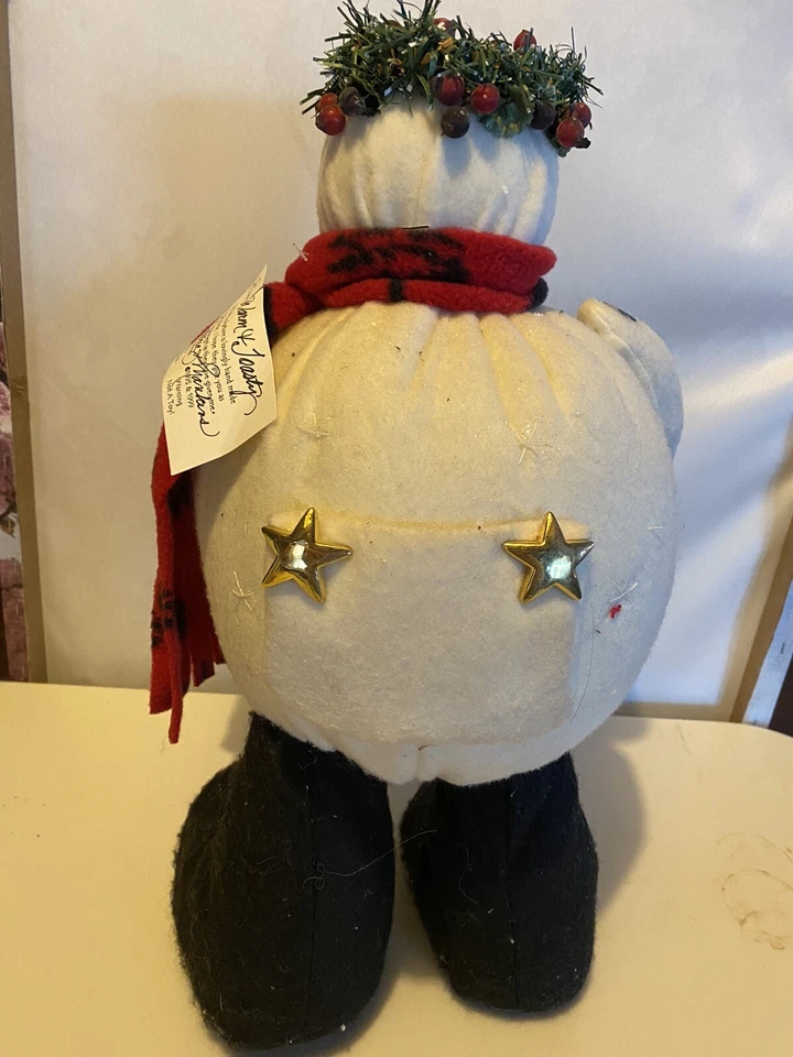 HANDMADE PRIMITIVE Snowman Hand Signed Folk Art - Image 3 of 4