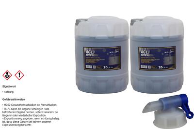 2x 20 L MANNOL Kühlerfrostschutz Typ G13 Antifreeze Kühlmittel grün + Hahn