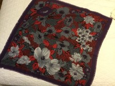 Vintage Specialty House Floral Red Purple Gray Made in Italy 35  x35  Scarf