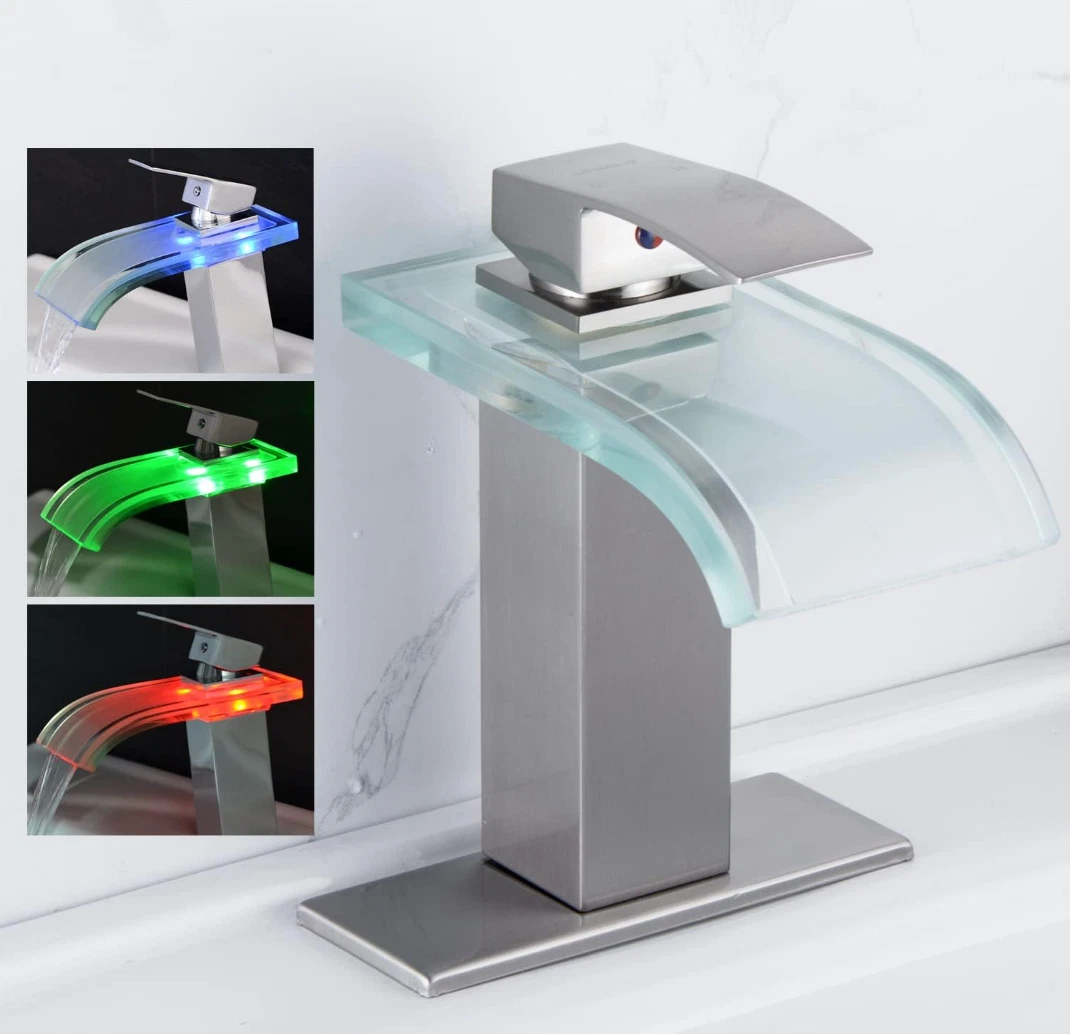 Llave De Agua Para Ba os Fregadero Lavabo Lavamanos Moderno Ba o Con LED Cascada