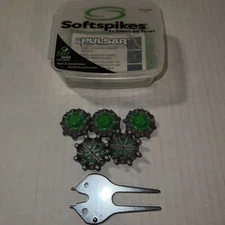 Set Of 5 Genuine Pulsar Fast Twist Soft Spikes - Gray And Green In Box With Tool