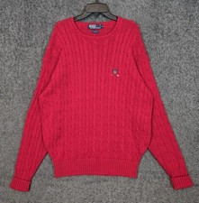 Vintage Polo Ralph Lauren Sweater Men's XL Red Cable Knit Pullover Golf Preppy