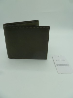 Coach BillFold Leder Geldbörse & Kartenetui 3-in-1 Leder 97739 Armeegrün Neu