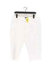 Next Women's Jeans UK 18 White Cotton with Elastane, Polyester Cropped