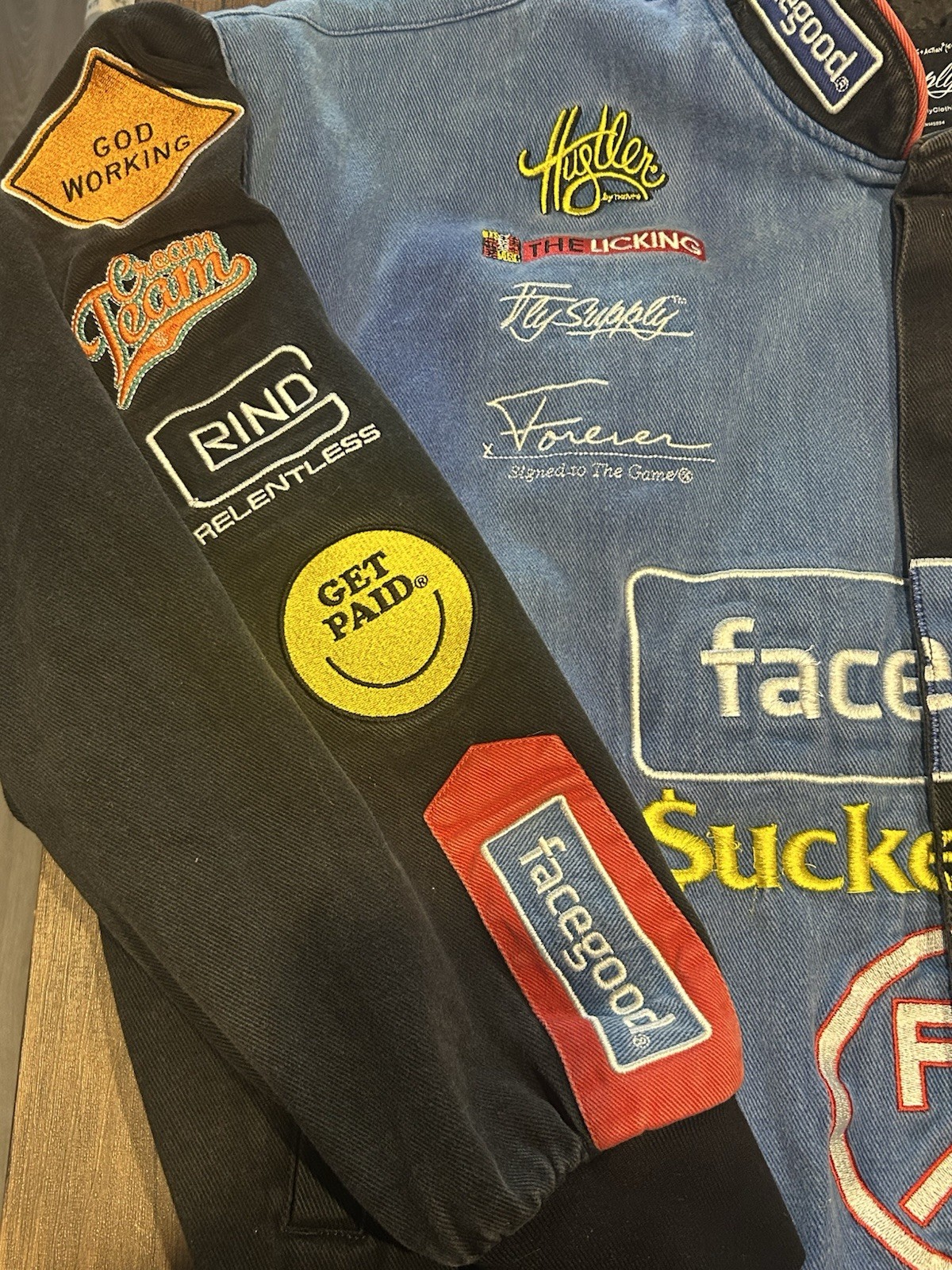 Bold Fly Supply Statement Patchwork Racing Jacket… - image 6