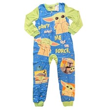 Star Wars Grogu Mandalorian Pajamas Kids Size 8 Blue Green New One Piece