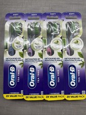 4x Oral-B Tea Tree Soft Manual Toothbrush Remove Plaque Along The Gumline 2xpack