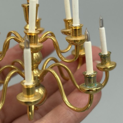 Dolls House Miniature 1:12 Large Previously Fitted 14 Arm Chandalier Untested - Picture 6 of 8