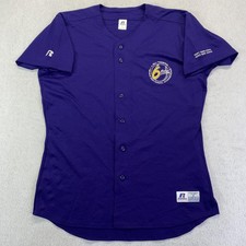 LSU Tigers Baseball Jersey Mens Large Purple NCAA 6 Time Champions Russell
