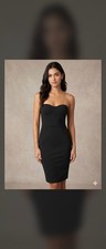 Sofia Vergara Black Bodycon Strapless Little Black Dress LBD w/ boning detailing