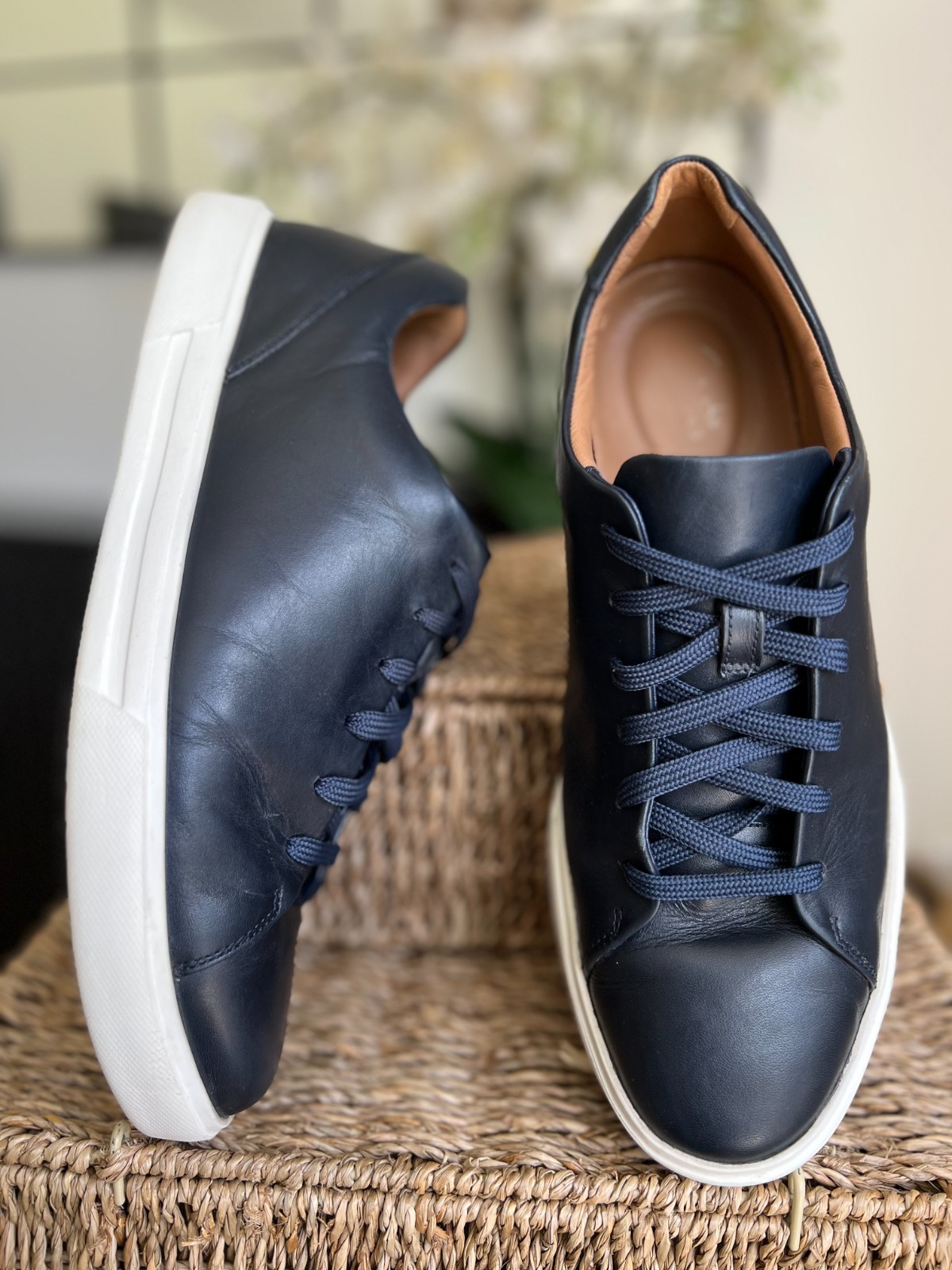 Clarks Mens Un Costa Trainers Lace Navy Leather Sneakers UK 9 G