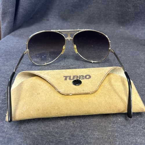 Vintage Turbo Aviator Sunglasses 70s 80s Driving Metal Frames B2C - Picture 4 of 7