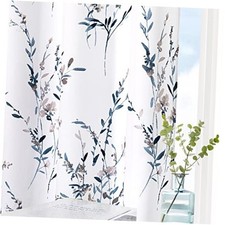 Blue and White Floral Curtains 84 Inch 52"W x 84"L Pack of 2 A-navy Blue