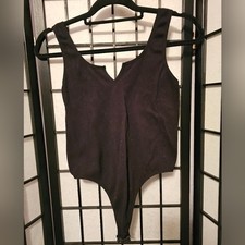 Black Bodysuit Top Sleeveless V Neck Tank Thong Cut One Piece Jumpsuit