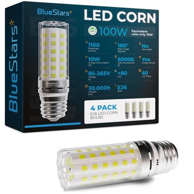 4-Pack 10W (100 Watt Equivalent) 1100 Lumens, 6000K Cool White, E26/E27 Mediu...