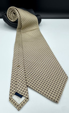 POLO by Ralph Lauren Men's 100 Silk Tie  Beige  Grid  Hand Made in USA 