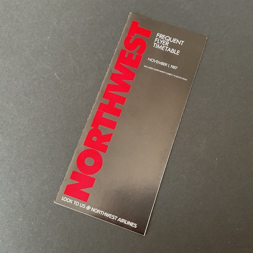 Northwest Airlines Frequent Flyer Timetable For November 1, 1987