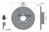 Textar Bremsscheibe Hinten FüR CitroüN Passend FüR Fiat Peugeot Toyota