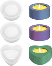 Stampo in Silicone per Candele, 3 Stampi in Silicone, Portacandele in Cemento, F
